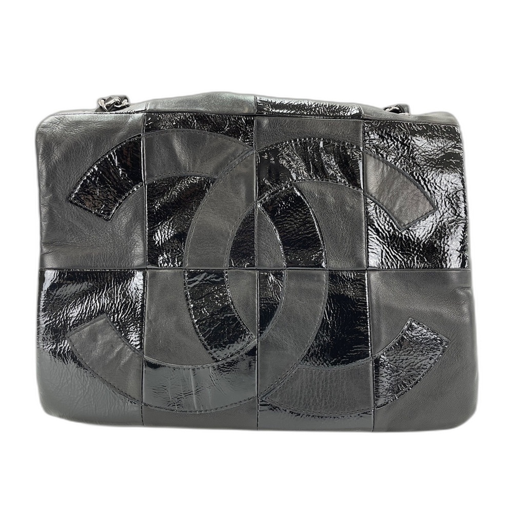 Chanel Lambskin Patchwork Coco Mark Shoulder Bag, Black